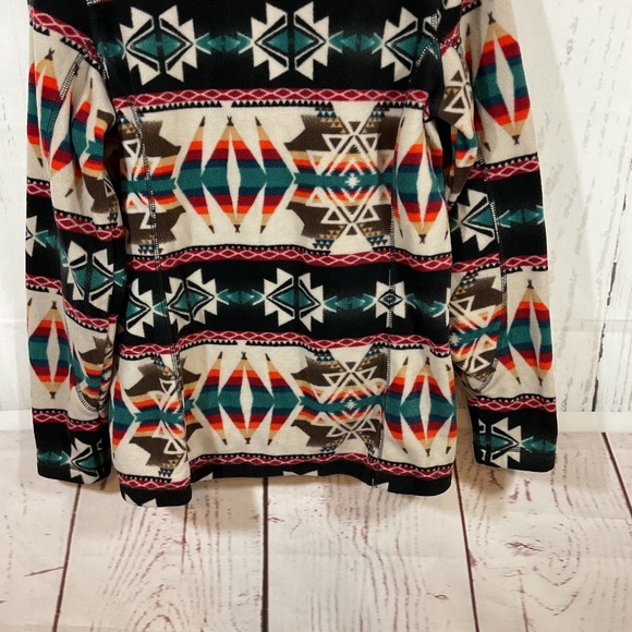 Powder River Outfitters Women L Fleece Quarter Zip Jacket Southwest Aztec Tribal - Picture 13 of 15